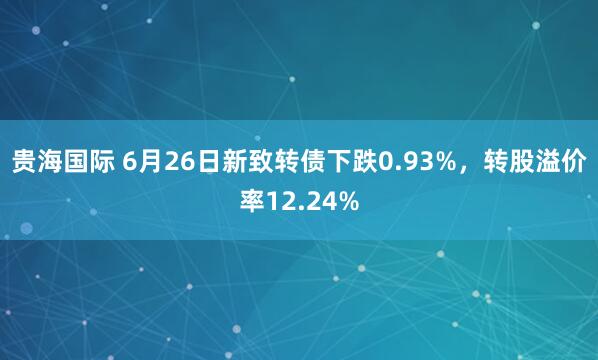 贵海国际 6月26日新致转债下跌0.93%，转股溢价率12.24%